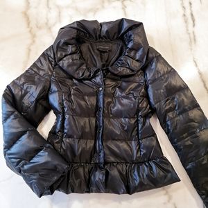 BCBG Maxazria Black Short Goose Feather Down Filled Puffer Coat